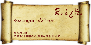 Rozinger Áron névjegykártya